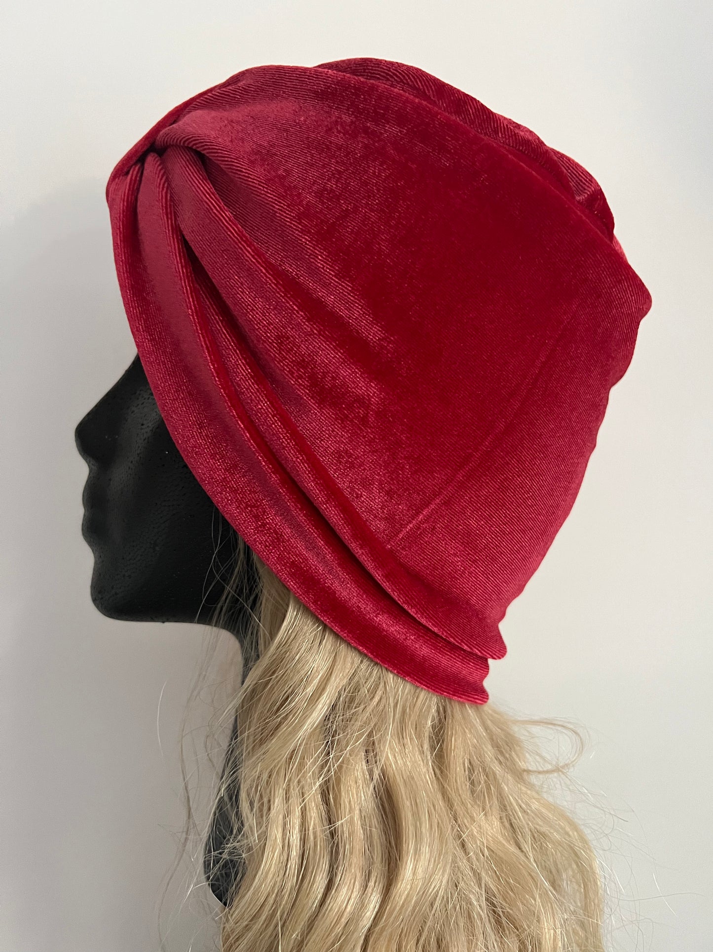 Red Hot Stretch Velvet Turban