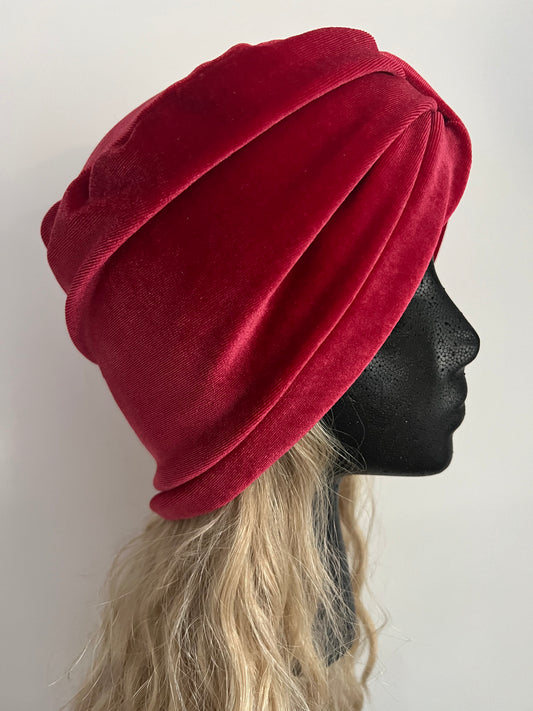 Red Hot Stretch Velvet Turban